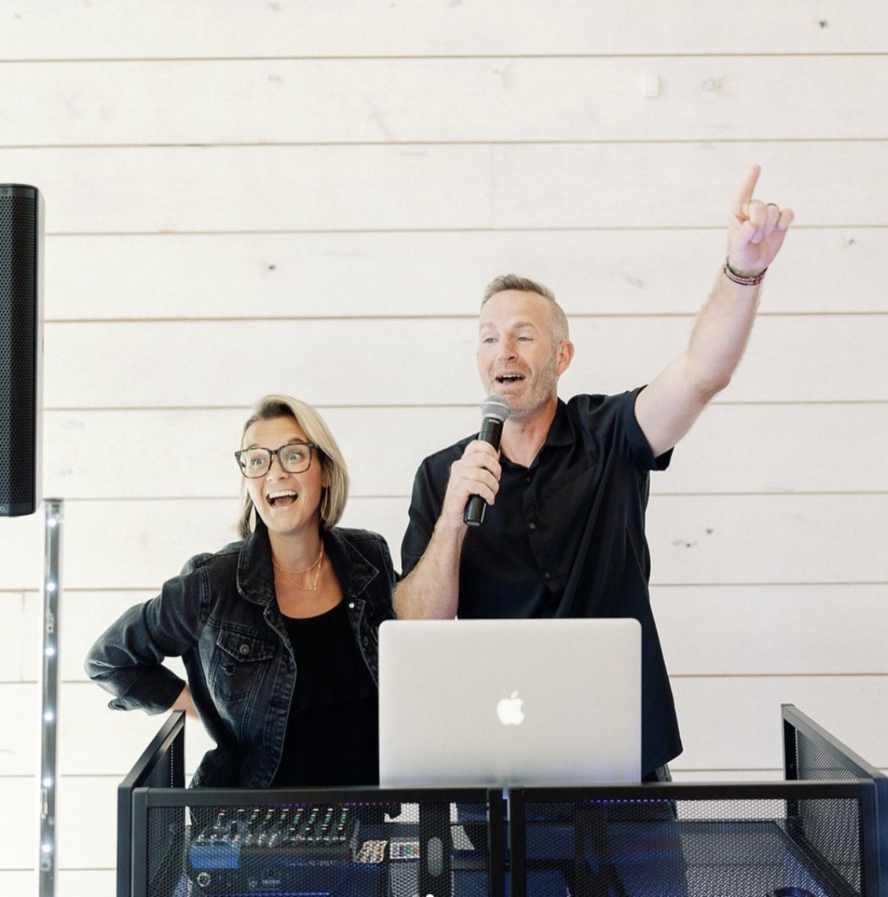 Matt and Lauren Hunter at the DJ booth